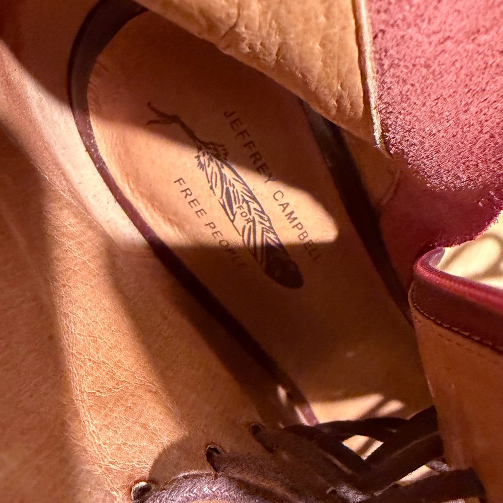 Free People x Jeffrey Campbell Palermo Wine Heel Lace-Booties Size 7 - Picture 4 of 16
